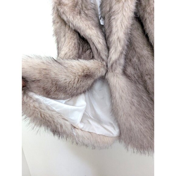 ZARA FAUX FUR COAT LAPEL COLLAR POCKETS ECRU brown Ombre  M 9941/870 - Picture 10 of 11